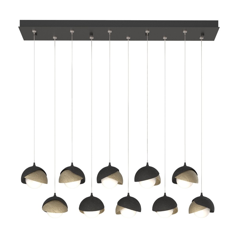 Brooklyn 10-Light Double Shade Pendant Black Soft Gold