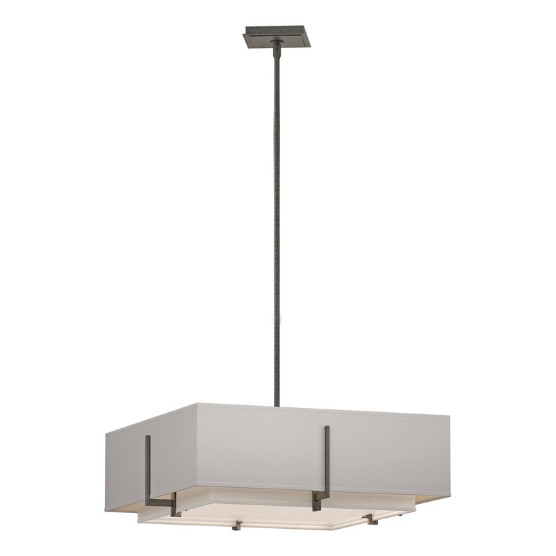 Exos Square Double Shade Pendant Natural Iron Natural Anna Inner Shade & Flax Outer Shade