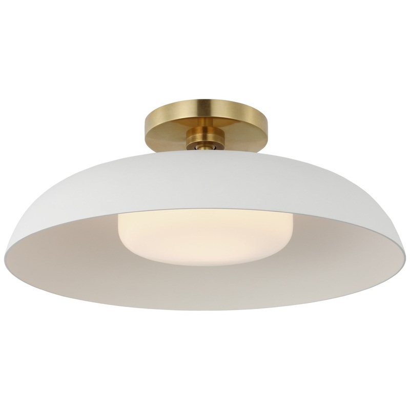 LED Flush Mount from the Cyrus Collection in Hand-Rubbed Antique Brass And White Finish by Visual Comfort Signature