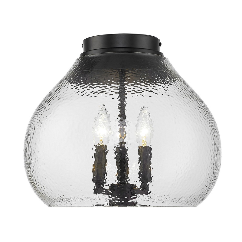 Three Light Flush Mount from the Ariella BLK Collection in Matte Black Finish by Golden