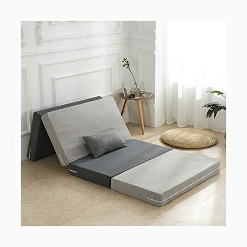 YANGLY 8 Centimetri di Spessore Materasso Pieghevole Multifunzione 4 Fold Materasso for I Giochi di Gioco, Picnic, Yoga, Tatami (Color : Striped Gray, Size : 35x75inch)
