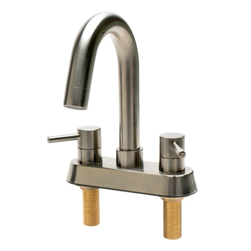 ALFI brand AB1400-BN Brushed Nickel Two-Handle 4” Centerset Bathroom Faucet