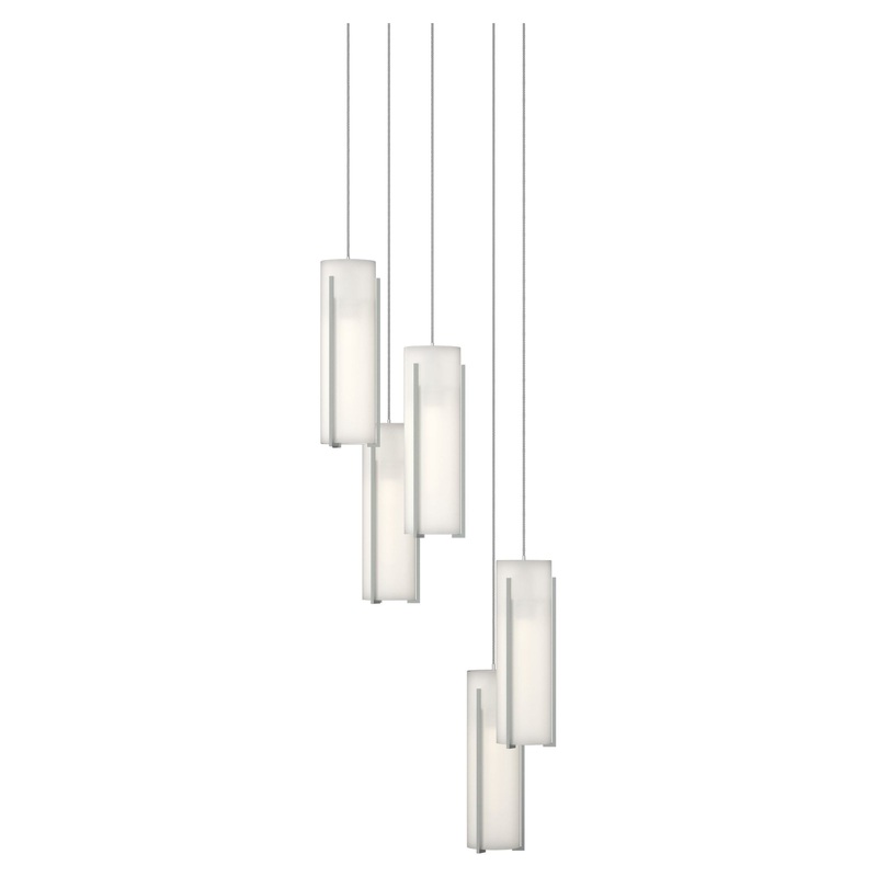 Exos Glass 5-Light Pendant Vintage Platinum Opal Glass (GG)
