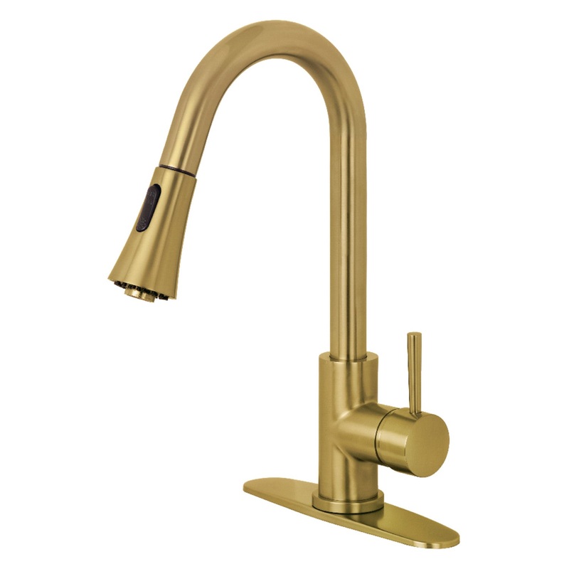 Gourmetier LS8723DL Concord Single-Handle Pull-Down Kitchen Faucet, Brushed Brass