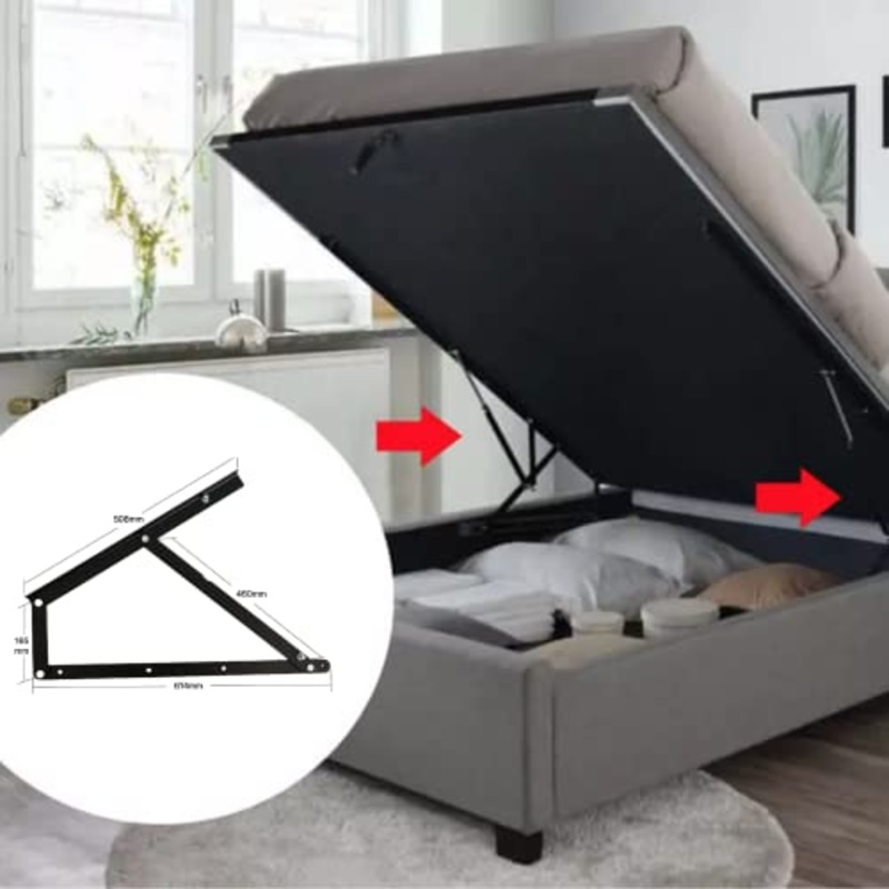 KIT COMPLETO Sollevamento Letto per LETTO CONTENITORE. Trapezi + Pistoni a Gas + Ferma Materasso. (Letto Matrimoniale – Fuorimisura)