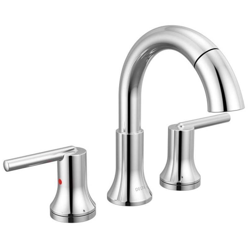 Lavatory Faucet Trinsic Widespread 4-16 Inch Spread 2 Lever ADA WaterSense Chrome Pull Down 1.2 Gallons per Minute