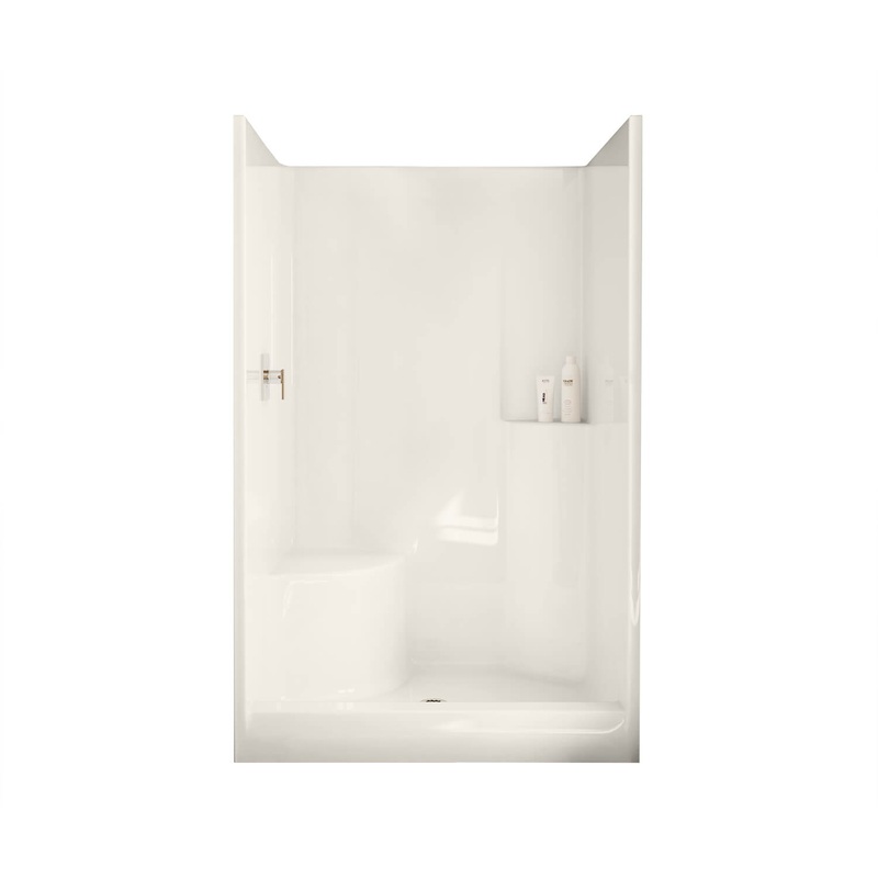 MAAX 102677-000-007-002 Evergreen 48 x 37 AcrylX Alcove Center Drain One-Piece Shower in Biscuit