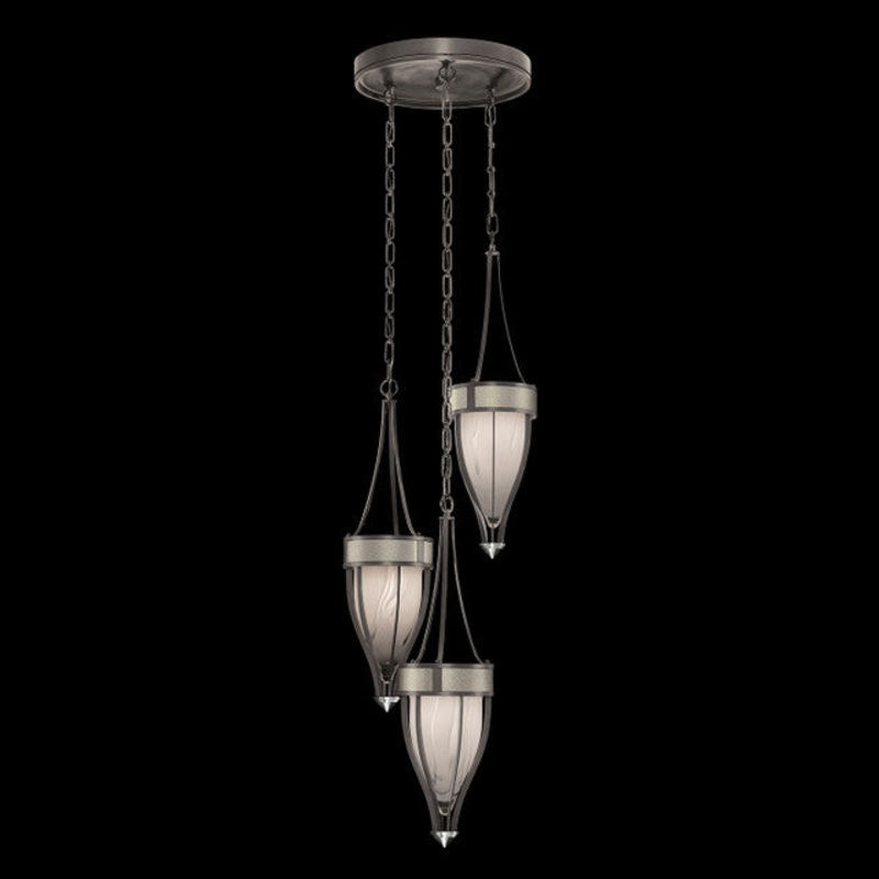 Mirage 17.5″W Round Pendant Midnight Steel/Nickel/Coco