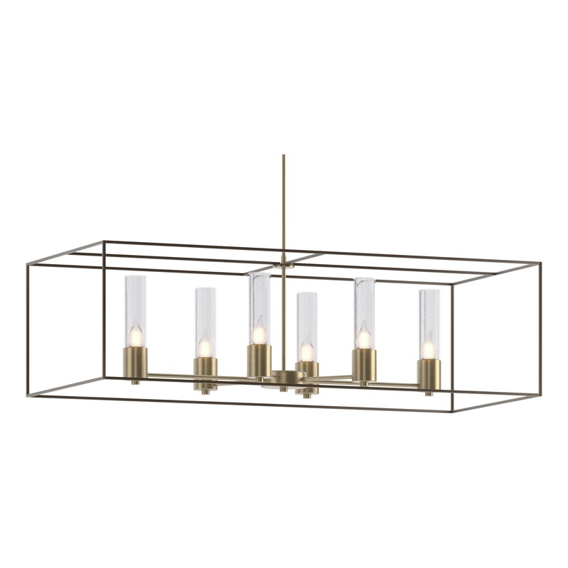 Portico Pendant Soft Gold Bronze Seeded Clear Glass (II)