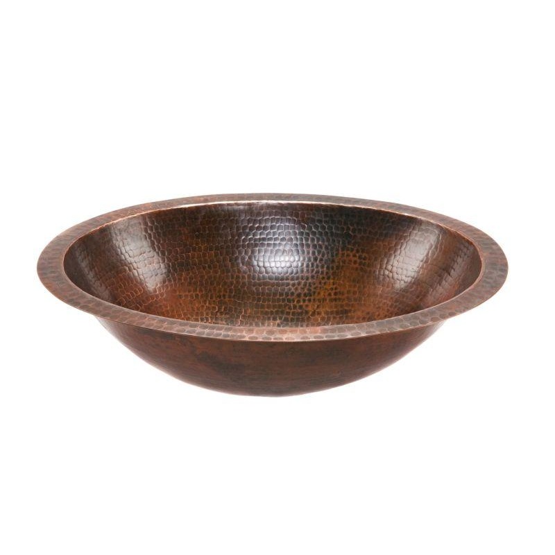 Premier Copper Products LO19FDB Oval Under Counter Hammered Copper Bathroom Sink Oil Rubbed Bronze