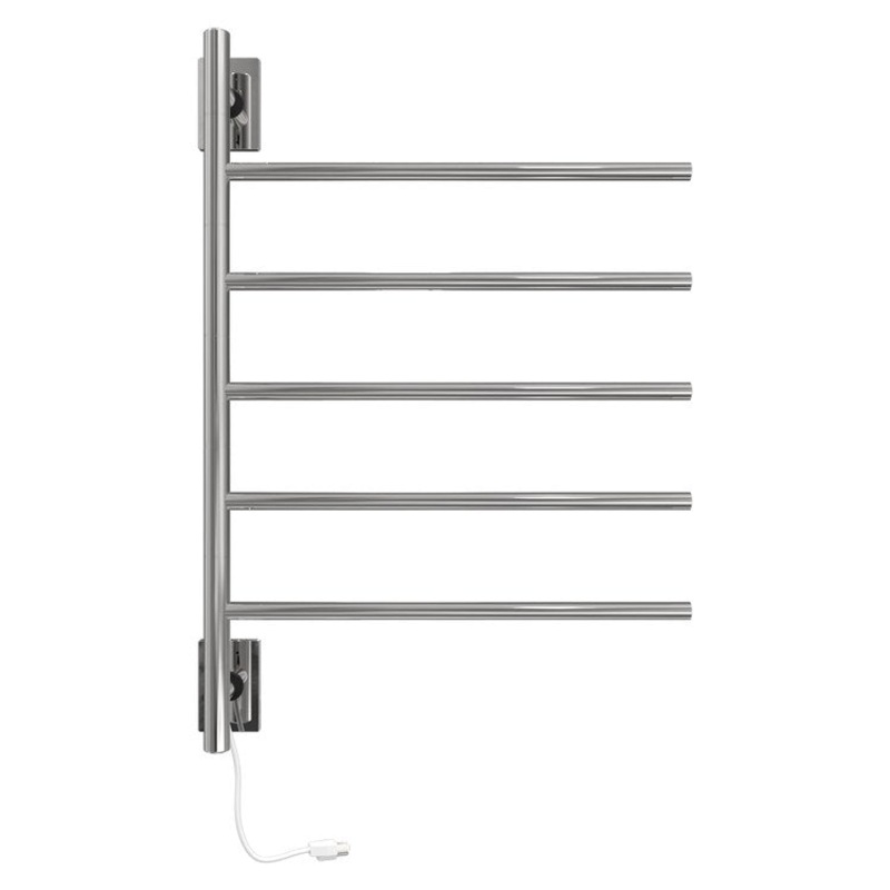 Towel Warmer Swivel 5 Bar Hardwire/Plug-In 171 BTU 25 x 35 Inch Polished Stainless 304 Stainless Steel