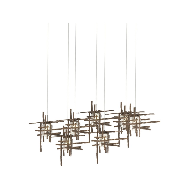 Tura 7-Light Seeded Glass Pendant Bronze