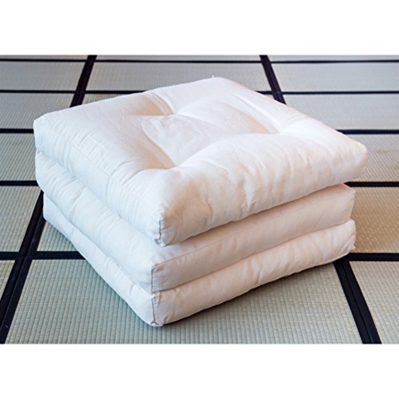 Vivere Zen – Futon Pouff – Divano Letto 11 cm (4 Strati Cotone) – Futon Pouff Greggio 140×195 cm