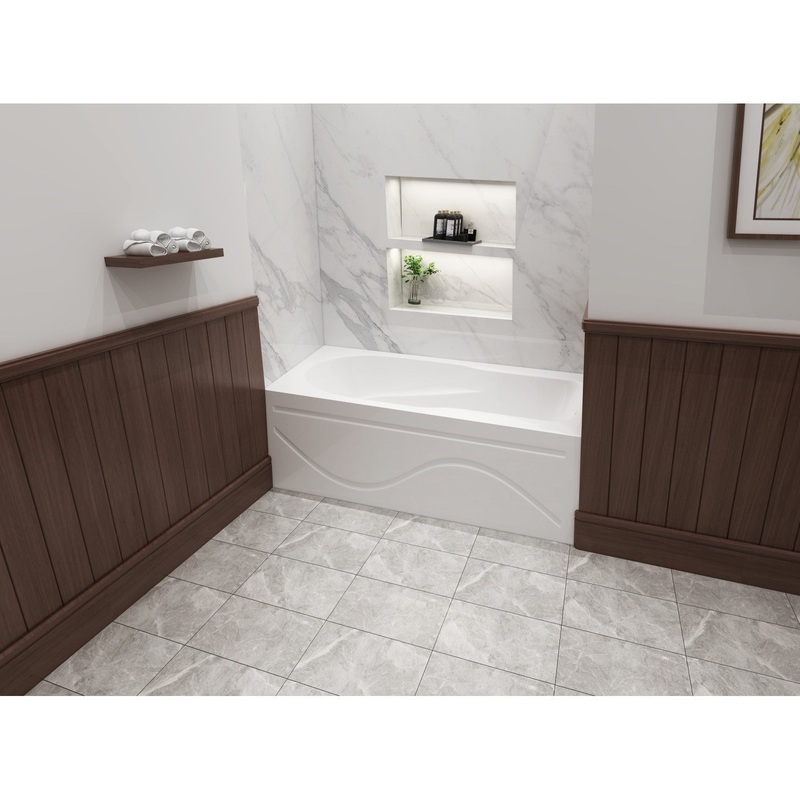 Aqua Eden VTAP603216R 60-Inch Acrylic Anti-Skid 3-Wall Alcove Tub with Right Hand Drain Hole, White