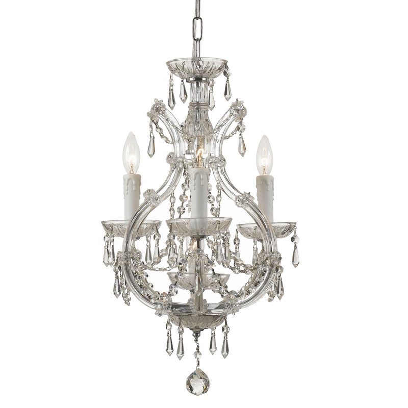Crystorama 4473-CH-CL-I Maria Theresa Four Light Mini Chandelier Polished Chrome