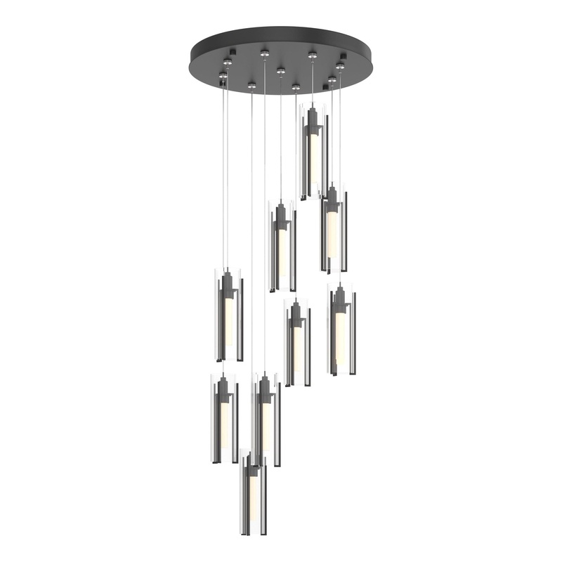 Exos Glass 9-Light Pendant Black Clear Glass (ZM)