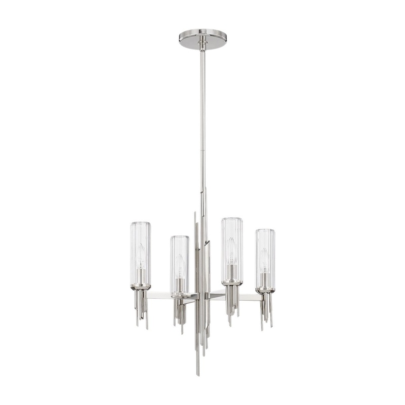 Four Light Chandelier from the Torres Collection in Polished Nickel Finish by Alora