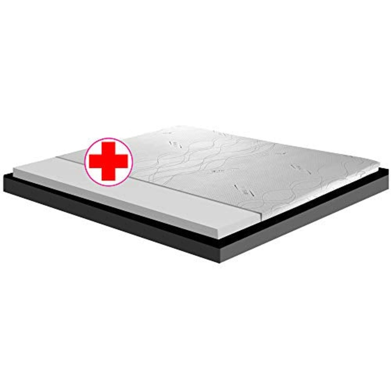 GEEMMA s.r.l. Topper singolo materasso, sovra materasso MOLTO RIGIDO, correttore ortopedico materasso CAUCCIU FOAM H6 cm, tessuto anallergico sfoderabile, 4 lati in ARGENTO – ORTOPEDIC 80×200