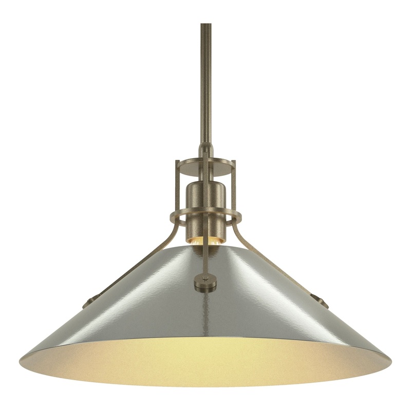 Henry Medium Steel Shade Pendant Soft Gold Sterling