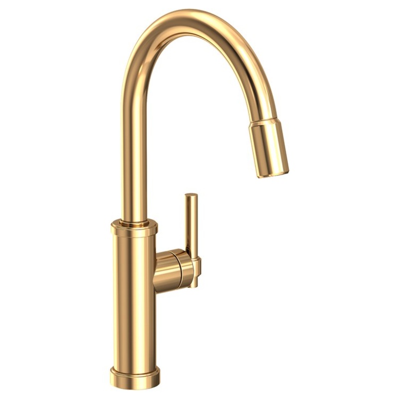 Kitchen Faucet Seager 1 Lever ADA Polished Brass Uncoated Living Pull Down Spout Height 10-4/5 Inch 1.8 Gallons per Minute