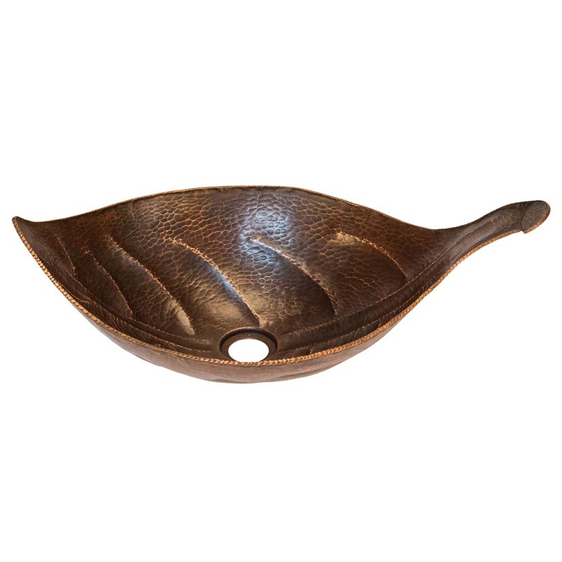 Premier Copper Products PVLFDB 21.25-Inch Leaf Vessel Hammered Copper Sink
