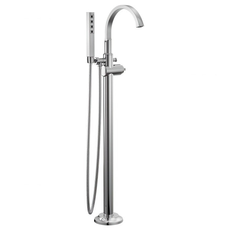 Tub Filler Trim Tetra Floor Mount Less Handle Lumicoat Chrome WaterSense ADA 10 Gallons per Minute