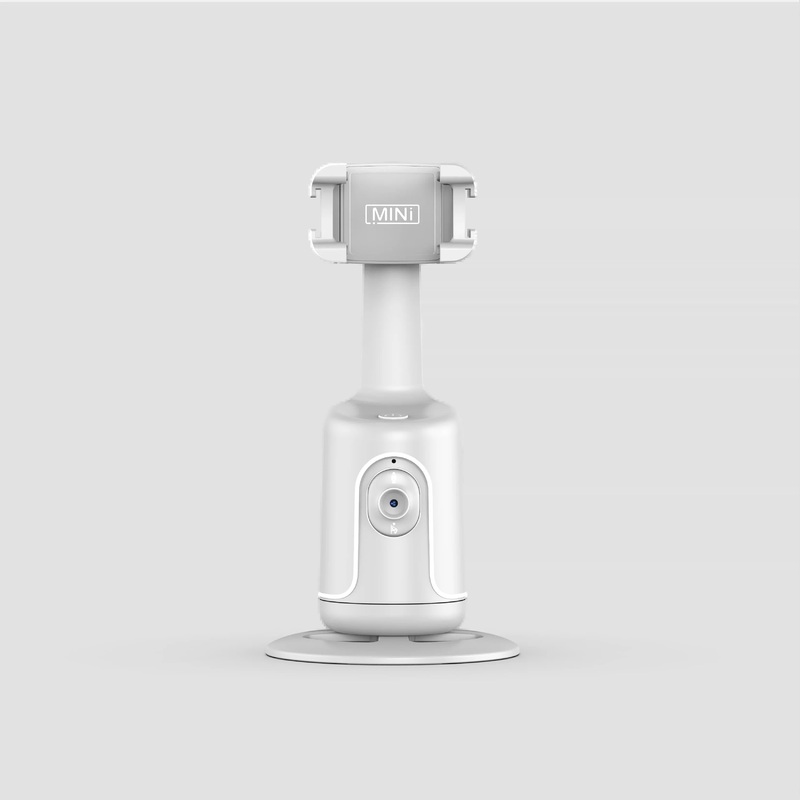 White AI Smart Auto Tracking Phone Holder – 360 Rotation Face & Body Tracking Mount
