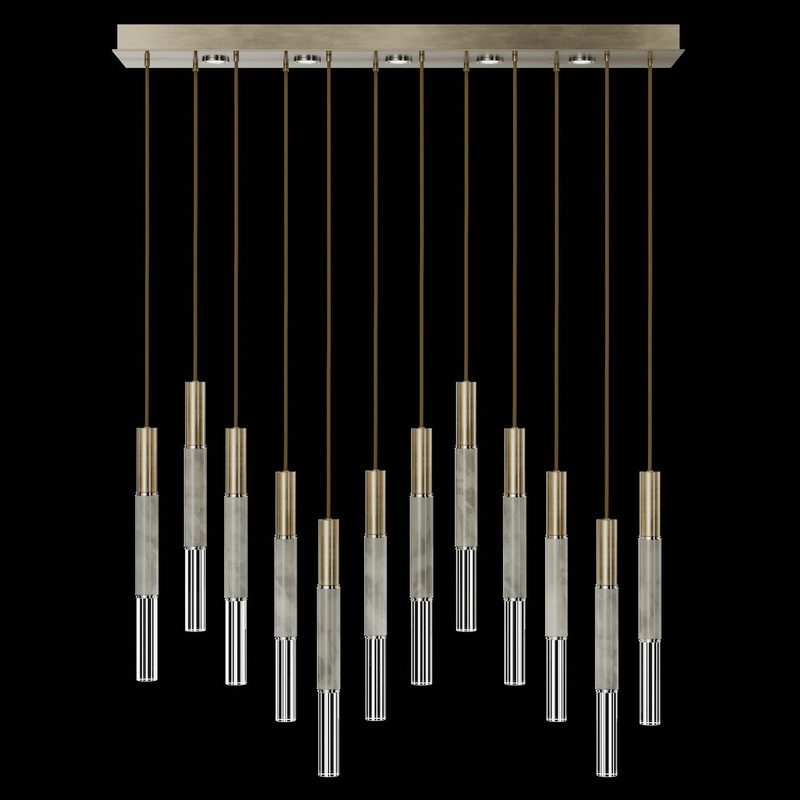 Antonia 61″W Rectangular Pendant Soft Gold Leaf/Nickel/Smoke