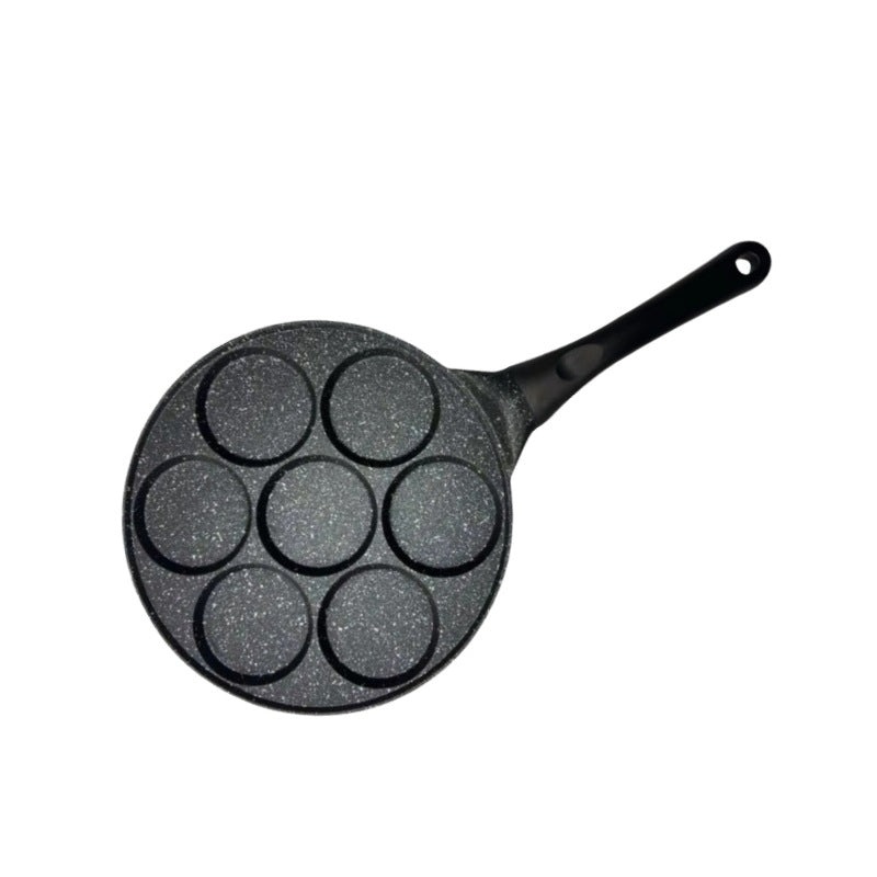 Black Flat 7-hole + Black Handle (Gas Model) Non-Stick Pancake Pan – 7-Hole Fun Shapes Breakfast Griddle (27cm)
