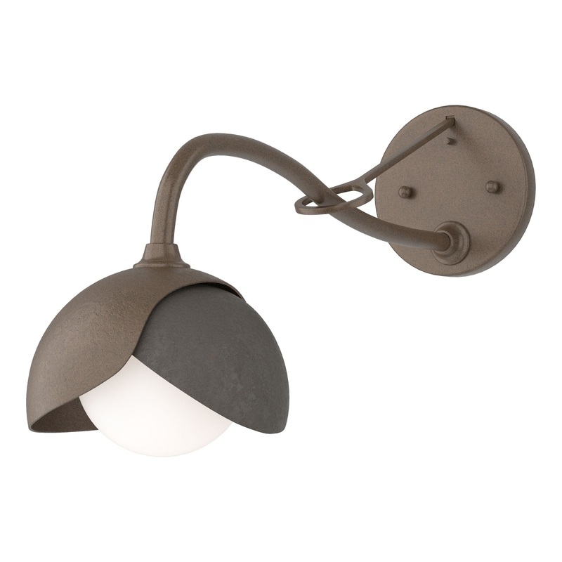 Brooklyn 1-Light Double Shade Long-Arm Sconce Bronze Dark Smoke