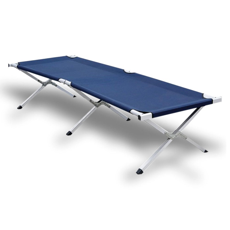 Camping Bed Folding Stretcher Light Weight w/ Carry Bag Camp Portable – navy