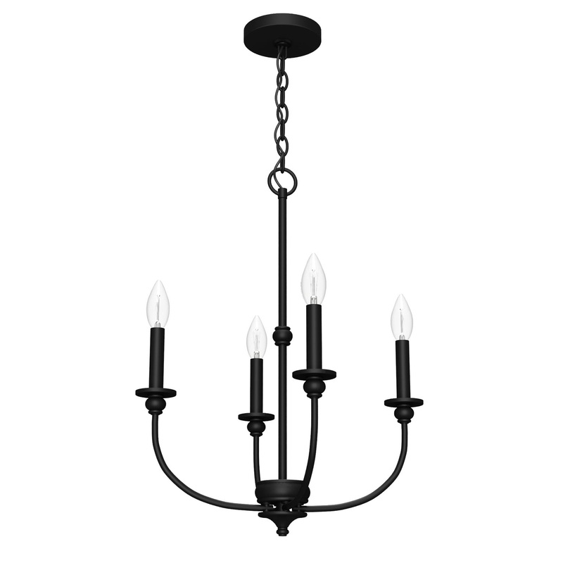 Four Light Chandelier from the Southcrest Collection in Flat Matte Black Finish by Hunter