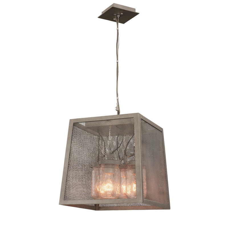 Four Light Pendant from the Highland Collection in Country Iron Finish by Kalco