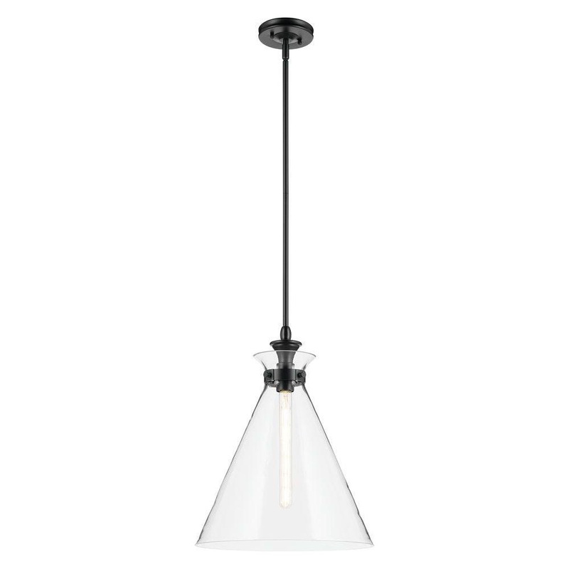 Laria 16″ 1-Light Pendant Black Clear Glass