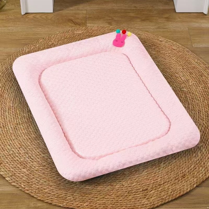 Pink Breathable Cooling Pet Mat – Ice Bean Summer Bed for Small Dogs (S : 35x47cm)