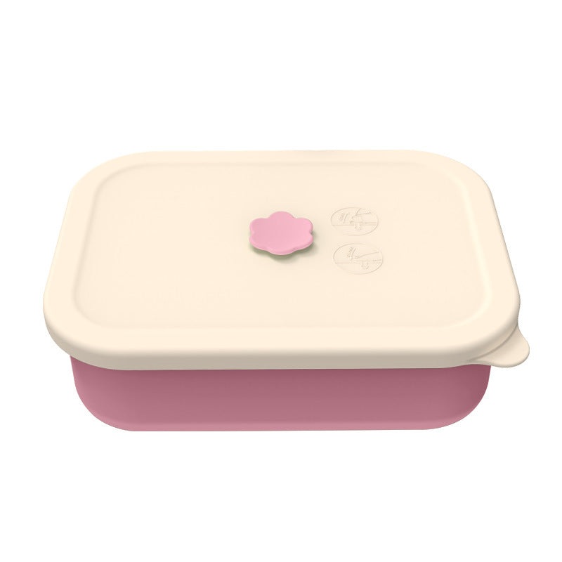 Pink Microwave-Safe Silicone Lunch Box with 4 Compartments – Airtight Bento Box for Work and Travel