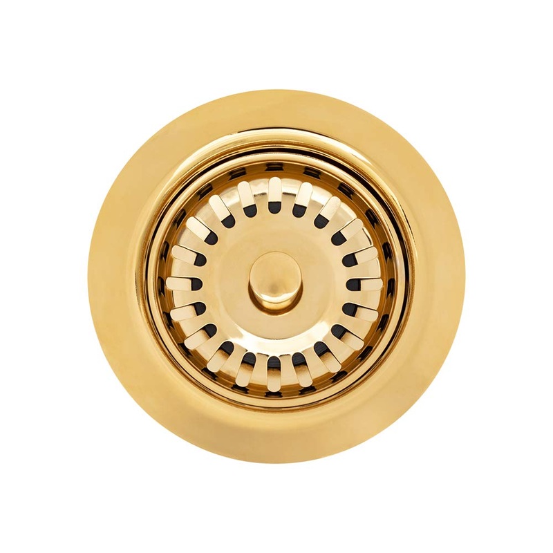 Premier Copper Products D-132PB 3.5-Inch Kitchen, Prep, Bar Basket Strainer Drain, Polished Brass