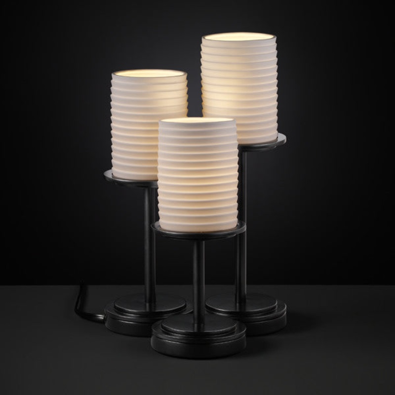 Three Light Table Lamp from the Limoges Collection in Matte Black Finish by Justice Designs