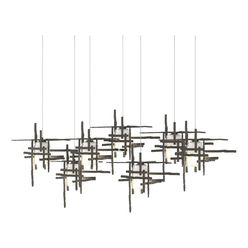 Tura 7-Light Frosted Glass Pendant Dark Smoke