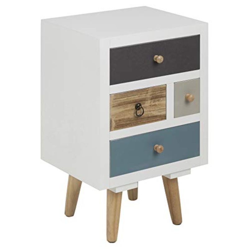 AC Design Furniture Comodino, Pino, Bianco