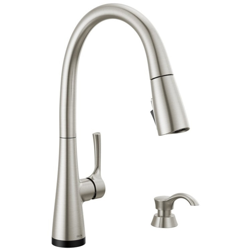 Kitchen Faucet Auburn with Soap Dispenser 1 Lever ADA Spotshield Stainless Pull Down 1.8 Gallons per Minute