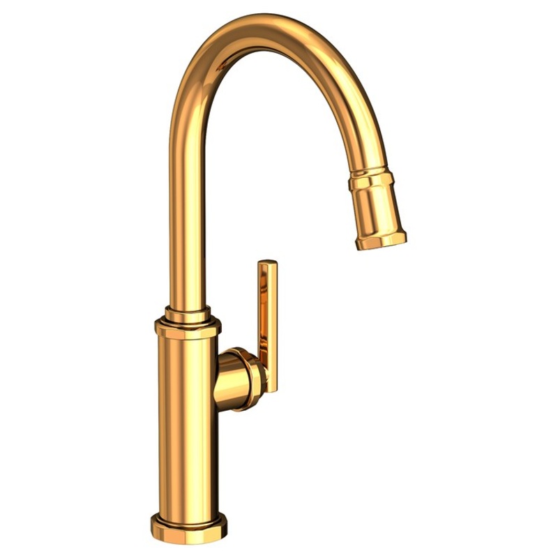 Kitchen Faucet Heaney 1 Lever ADA Polished Gold PVD Pull Down Spout Height 10-3/4 Inch 1.8 Gallons per Minute