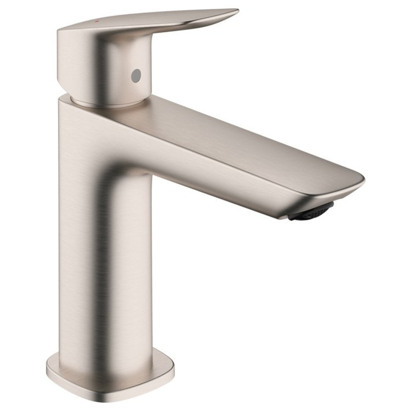 Lavatory Faucet Logis Fine 1 Lever ADA WaterSense Brushed Nickel 1.2 Gallons per Minute Less Drain 1 Hole AirPower EcoRight ComfortZone