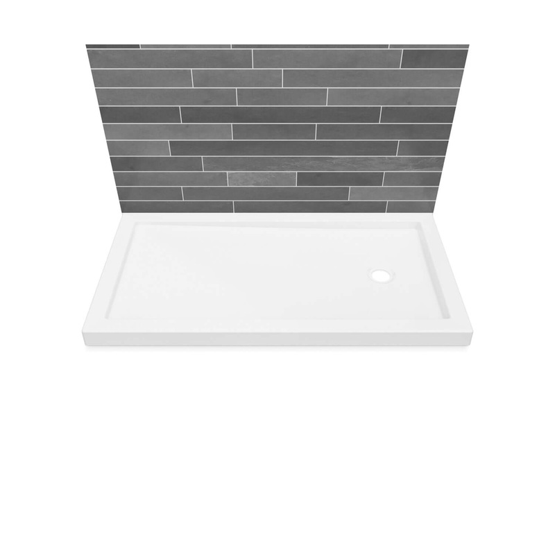 MAAX 410005-505-001-001 B3Round 6032 Acrylic Wall Mounted Shower Base in White with Left-Hand Drain