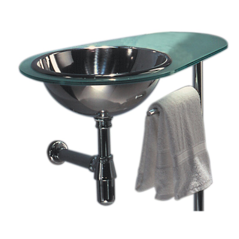 New Generation AQUA Laminated Matte Glass Counter Top with Polished Stainless Steel Drop-in Basin on Right Side