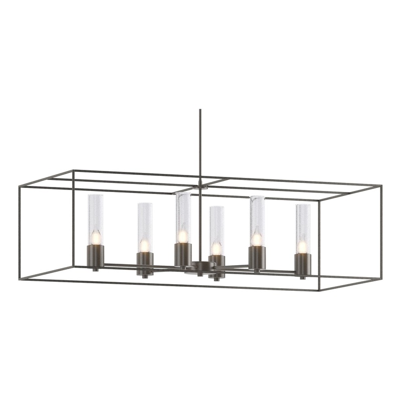 Portico Pendant Dark Smoke Natural Iron Seeded Clear Glass (II)