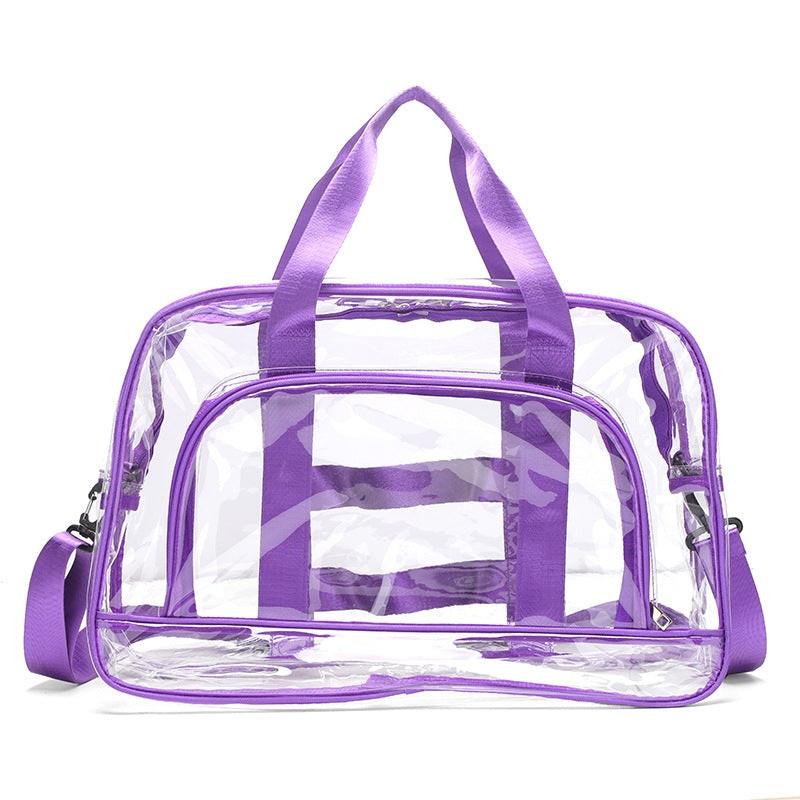 Purple transparent Multi-Purpose Clear PVC Bag – Travel, Fitness, Storage Tote (42x26x15cm)
