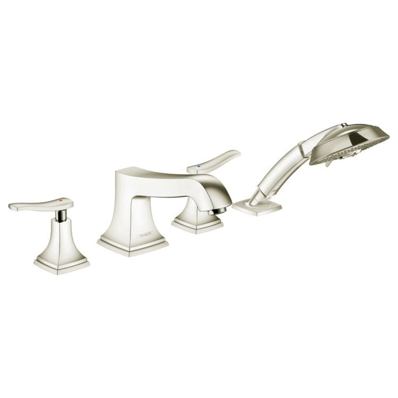 Roman Tub Trim Metropol Classic with Handshower 2 Lever Polished Nickel 8 Inch Spread 5.0 Gallons per Minute
