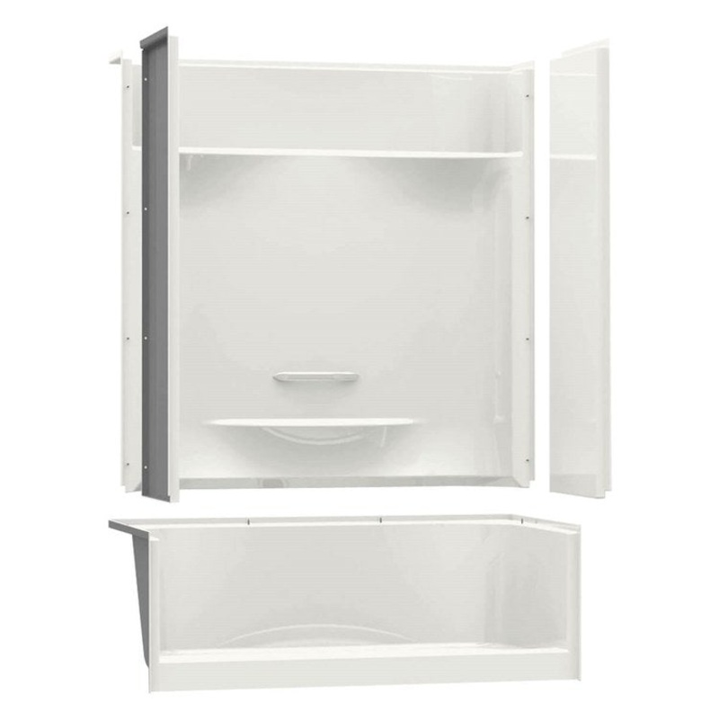 Shower Base KDS 3060 Alcove White 59-3/4 x 30 Inch AcrylX Center Drain