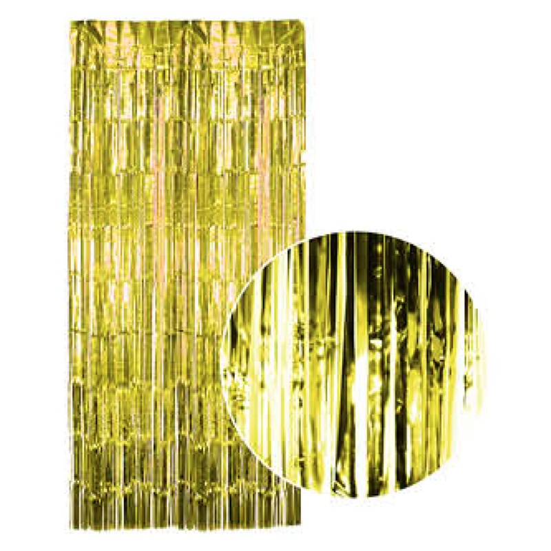 Tinsel Curtain Foil Metallic Fringe Backdrop Party Door Decorations – 200cm x 100cm – Yellow/Gold